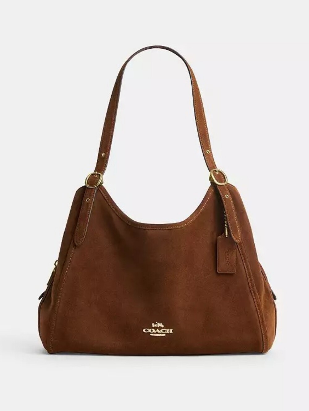 Coach Erin Suede Leather Shoulder Bag Hsndbag Gold/Warm Brown NWT - Picture 13 of 14